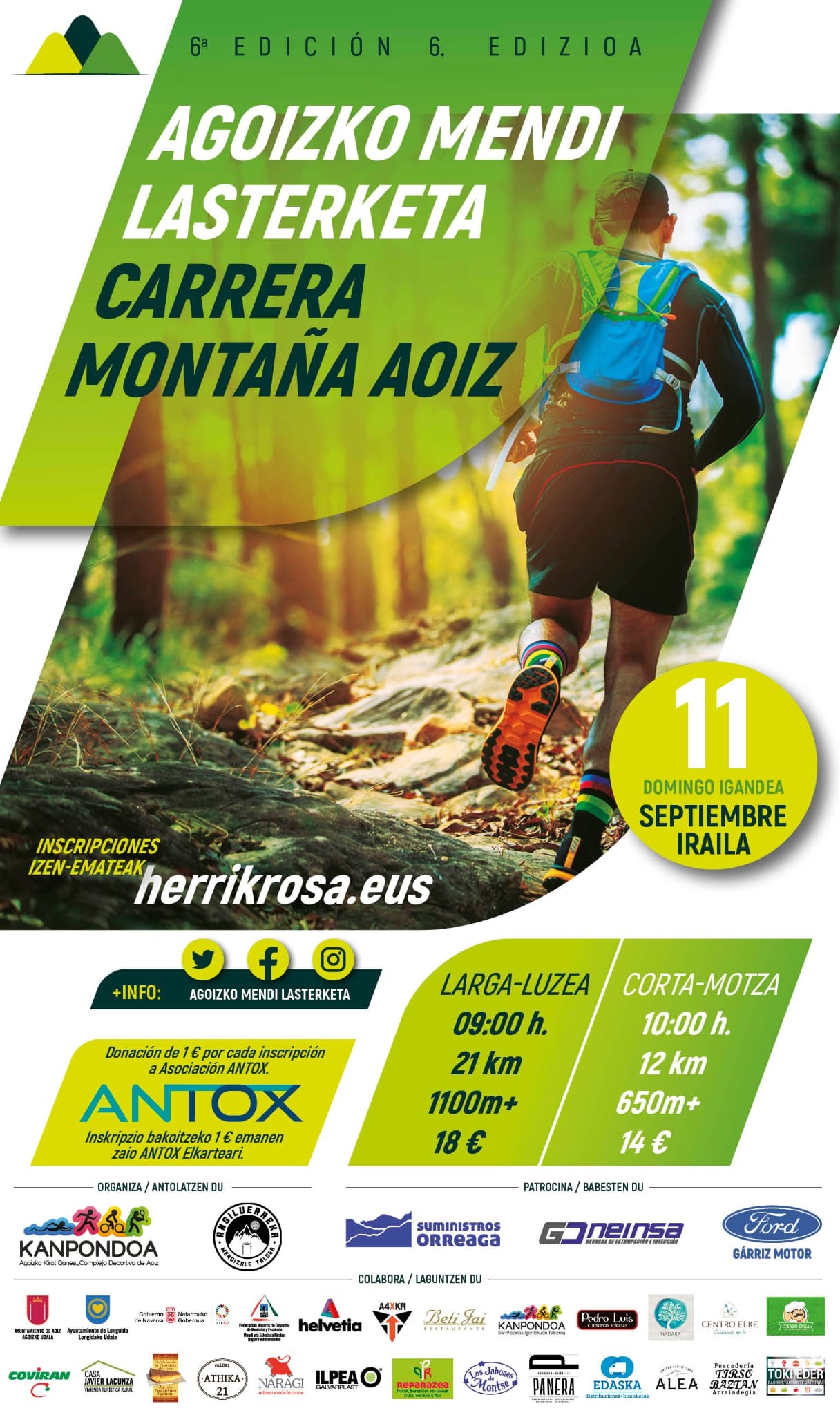 Carrera de Montaña de Aoiz Agoizko Mendi Lasterketa  en colaboración con la Asociación ANTOX